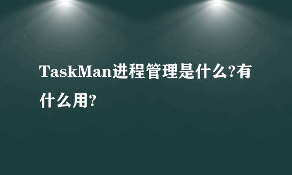 TaskMan进程管理是什么?有什么用?