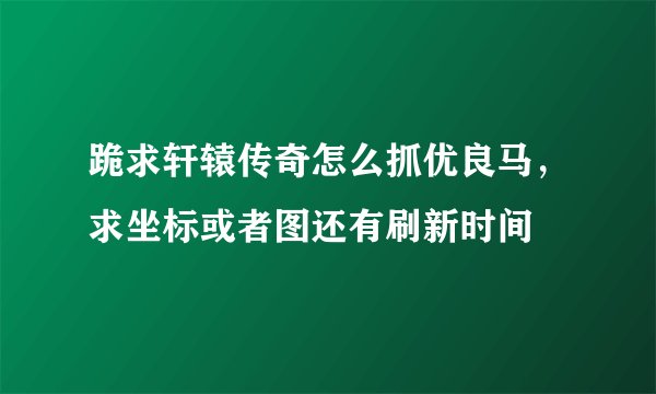 跪求轩辕传奇怎么抓优良马，求坐标或者图还有刷新时间
