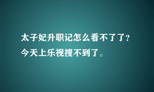 太子妃升职记怎么看不了了？今天上乐视搜不到了。