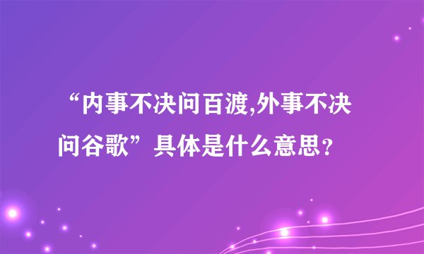 “内事不决问百渡,外事不决问谷歌”具体是什么意思？