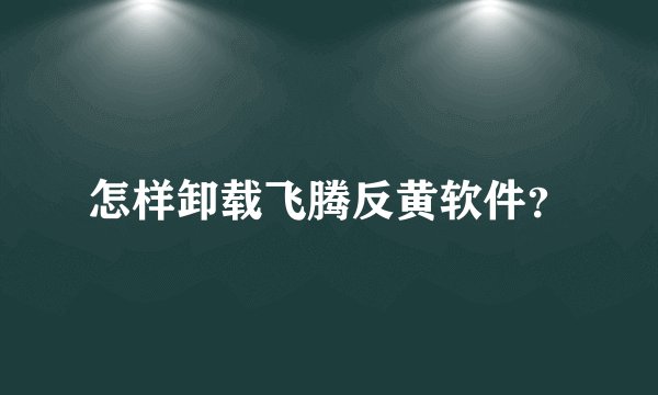 怎样卸载飞腾反黄软件？