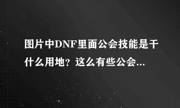图片中DNF里面公会技能是干什么用地？这么有些公会没有公会技能？