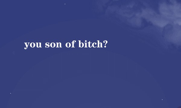 you son of bitch?
