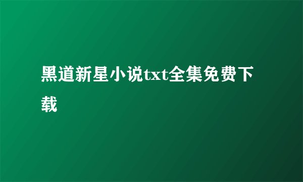 黑道新星小说txt全集免费下载