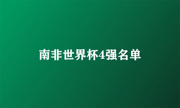 南非世界杯4强名单