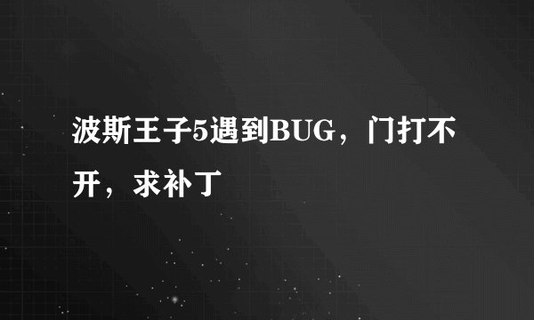 波斯王子5遇到BUG，门打不开，求补丁