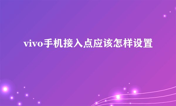 vivo手机接入点应该怎样设置