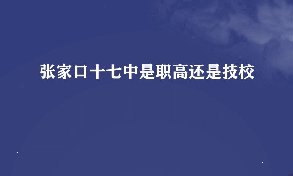 张家口十七中是职高还是技校