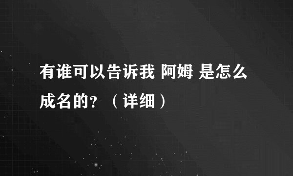 有谁可以告诉我 阿姆 是怎么成名的？（详细）