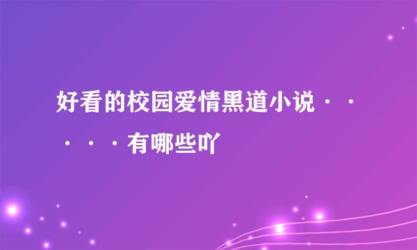好看的校园爱情黑道小说·····有哪些吖
