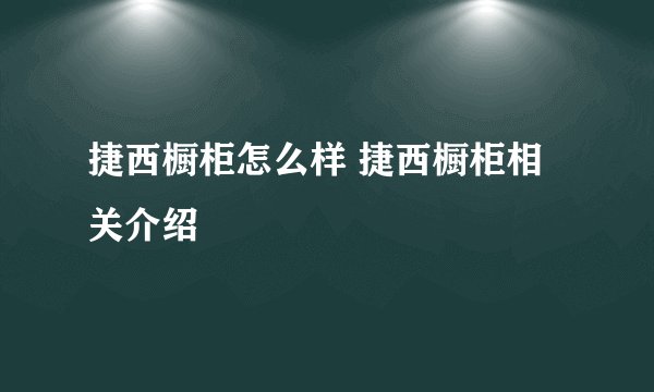 捷西橱柜怎么样 捷西橱柜相关介绍