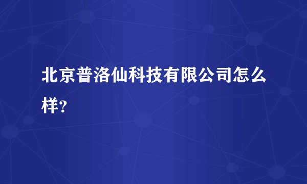 北京普洛仙科技有限公司怎么样？