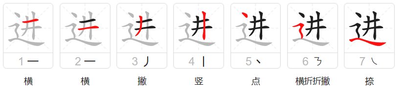 进入的进的笔顺