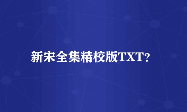 新宋全集精校版TXT？
