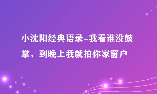 小沈阳经典语录-我看谁没鼓掌，到晚上我就拍你家窗户