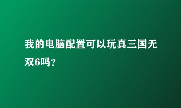 我的电脑配置可以玩真三国无双6吗？