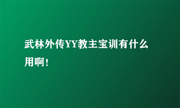 武林外传YY教主宝训有什么用啊！