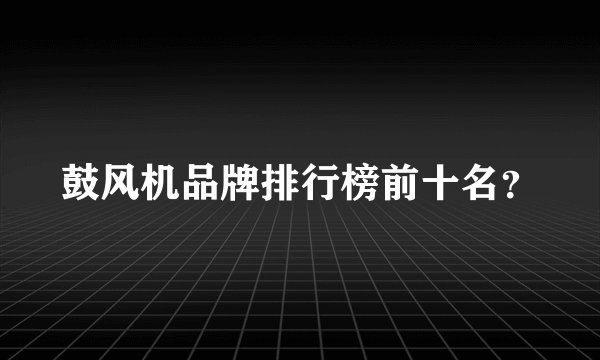 鼓风机品牌排行榜前十名？