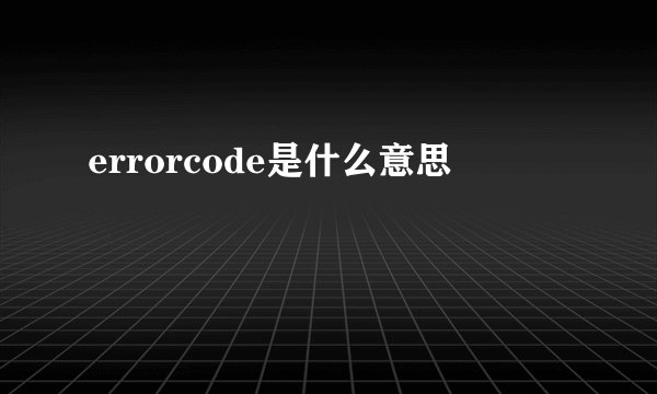 errorcode是什么意思