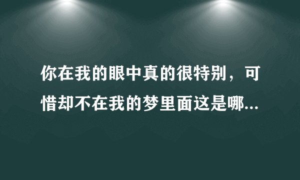 你在我的眼中真的很特别，可惜却不在我的梦里面这是哪首歌的歌词