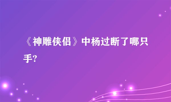 《神雕侠侣》中杨过断了哪只手?