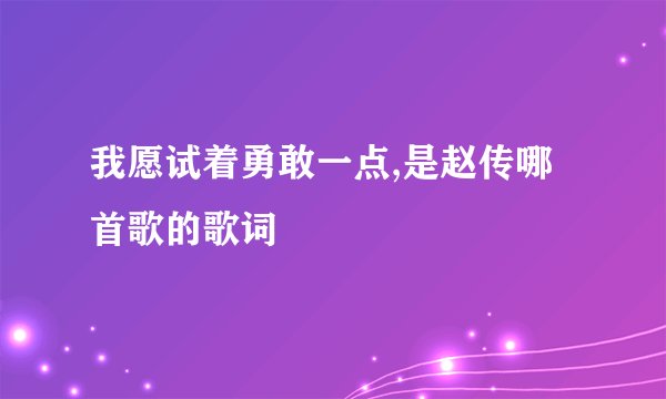 我愿试着勇敢一点,是赵传哪首歌的歌词