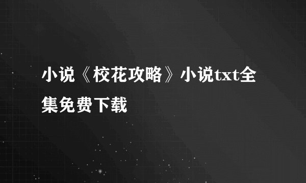 小说《校花攻略》小说txt全集免费下载