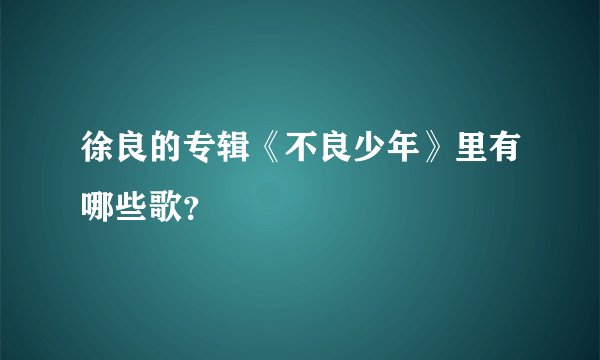 徐良的专辑《不良少年》里有哪些歌？