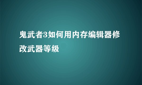 鬼武者3如何用内存编辑器修改武器等级