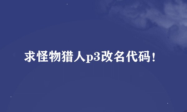 求怪物猎人p3改名代码！