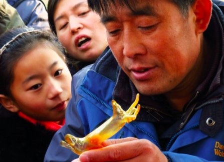 新年路边会有吹糖人的小摊，歇后语“吹糖人的出身