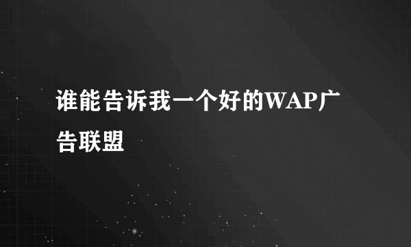 谁能告诉我一个好的WAP广告联盟