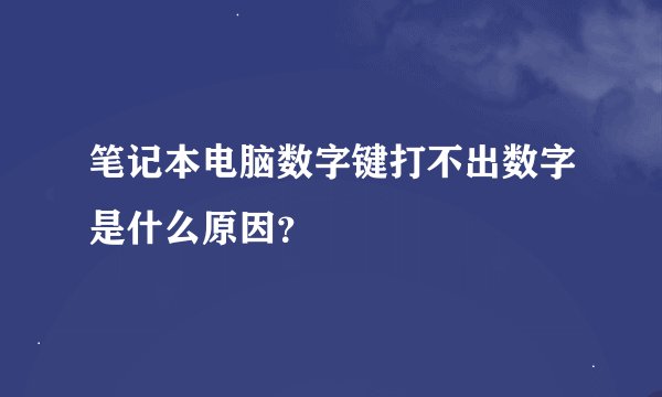 笔记本电脑数字键打不出数字是什么原因？