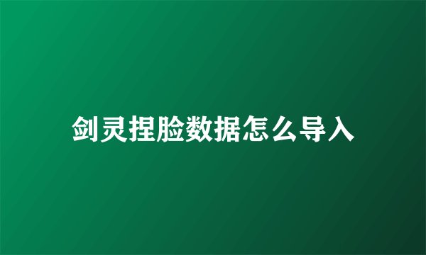 剑灵捏脸数据怎么导入