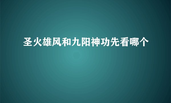 圣火雄风和九阳神功先看哪个