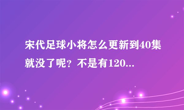 宋代足球小将怎么更新到40集就没了呢？不是有120集的么？呜呜...谁能告诉我啊...谢谢了，大神帮忙啊