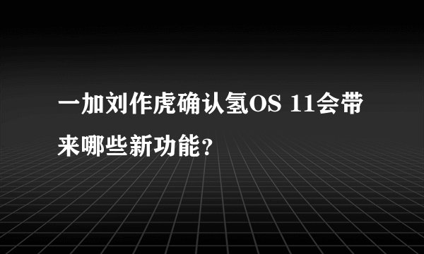 一加刘作虎确认氢OS 11会带来哪些新功能？
