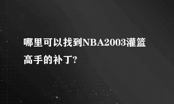 哪里可以找到NBA2003灌篮高手的补丁?