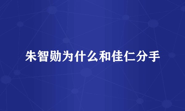 朱智勋为什么和佳仁分手