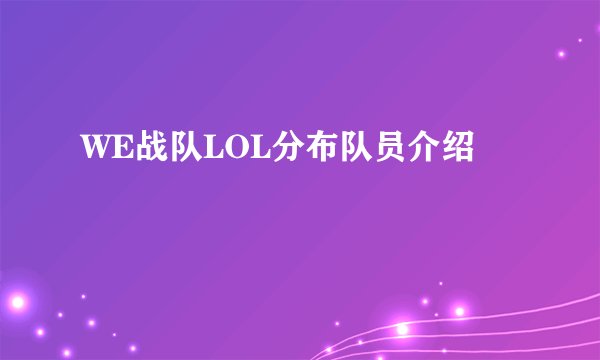 WE战队LOL分布队员介绍
