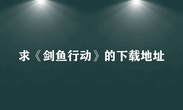 求《剑鱼行动》的下载地址