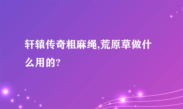 轩辕传奇粗麻绳,荒原草做什么用的?