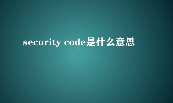 security code是什么意思