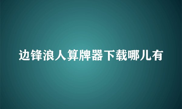 边锋浪人算牌器下载哪儿有