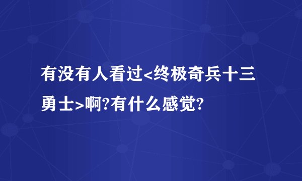 有没有人看过<终极奇兵十三勇士>啊?有什么感觉?