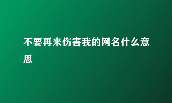 不要再来伤害我的网名什么意思