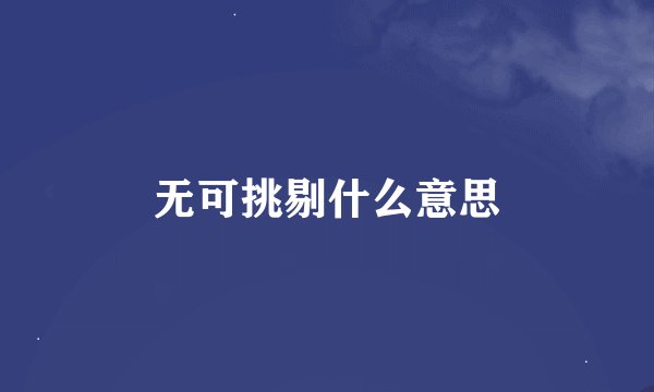 无可挑剔什么意思