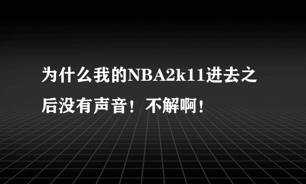 为什么我的NBA2k11进去之后没有声音！不解啊！