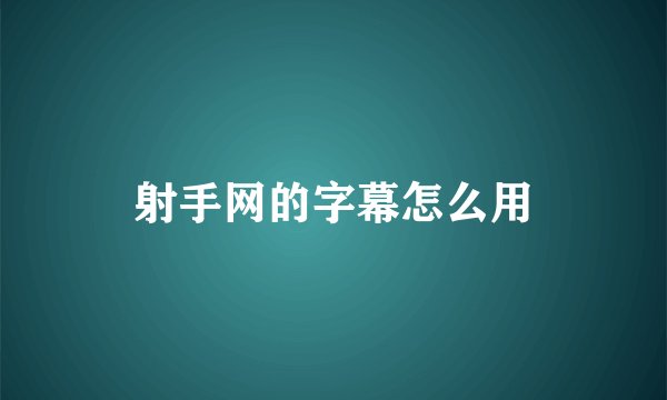 射手网的字幕怎么用