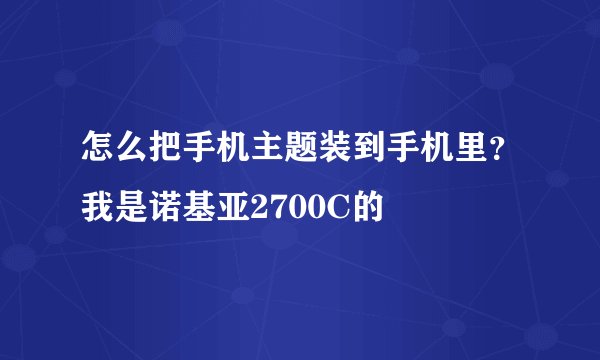怎么把手机主题装到手机里？我是诺基亚2700C的